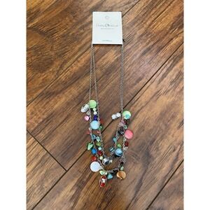 NEW Multi Gemstone Chip Necklace Artisan Handcrafted Multi Strand Boho Natural